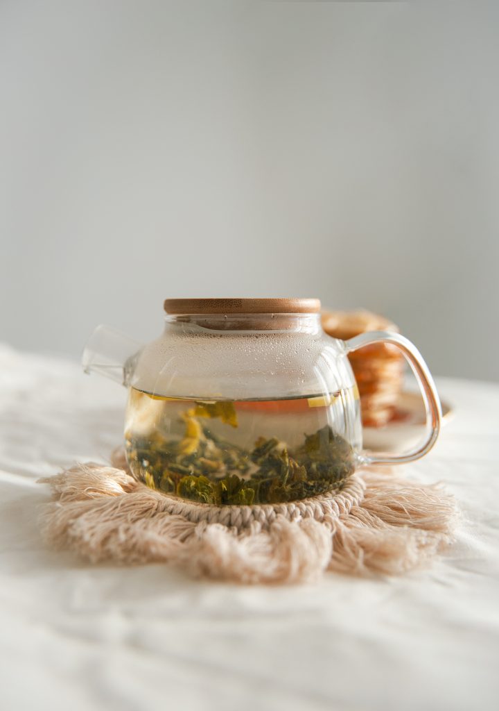 Green Tea in Glass Pot